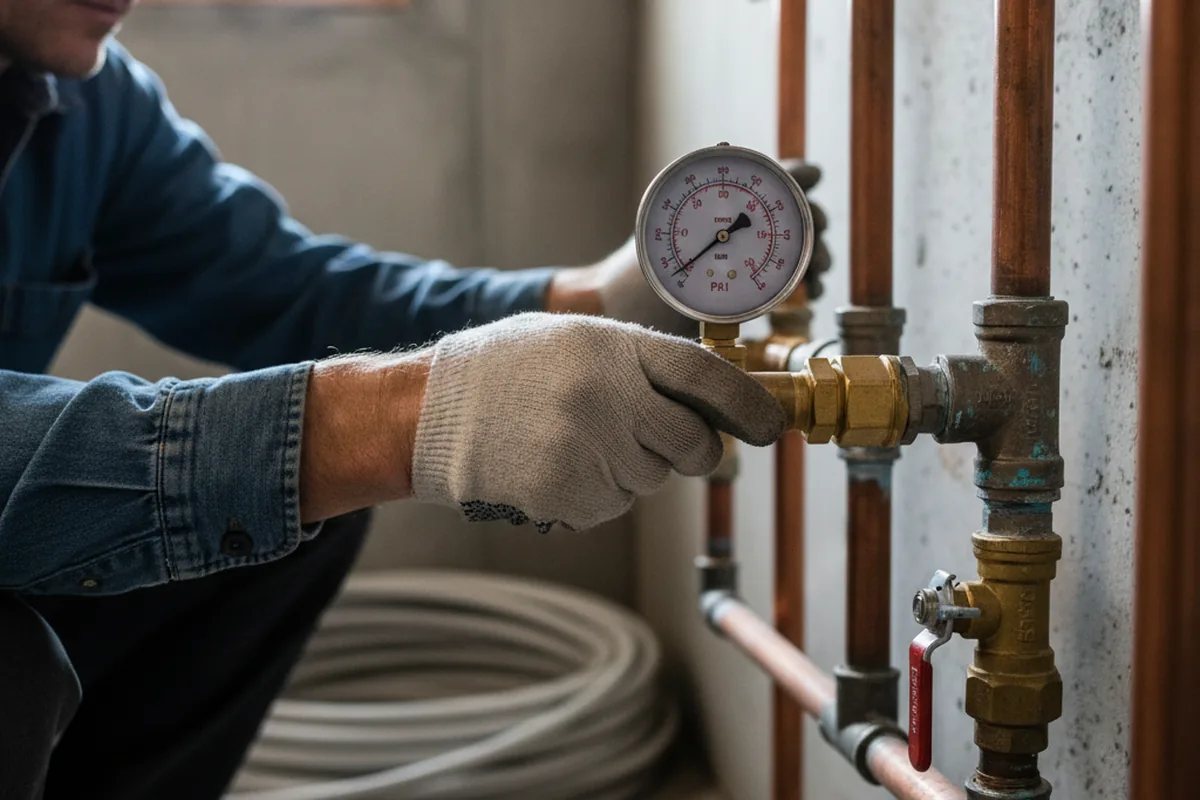 Pressure testing a repaired line during Water Line Repair in Bonita